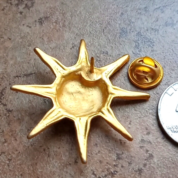 🌹🐦AWESOME!/ GOLDENTONE SUN PIN ☀ 🥰 - Picture 5 of 6